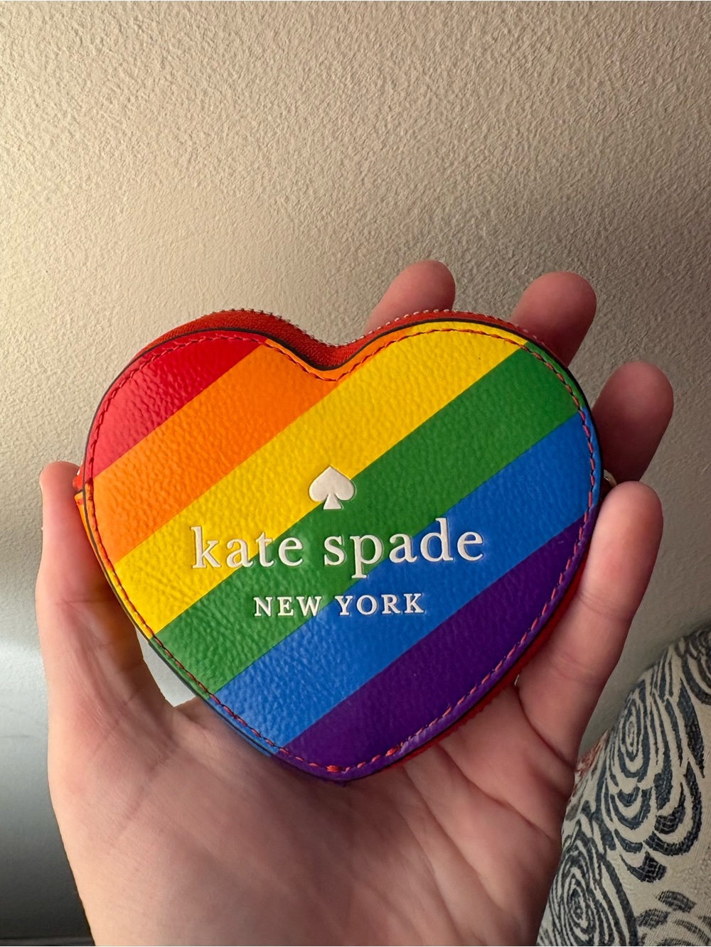 Kate Spade Rainbow Pride heart coin purse
